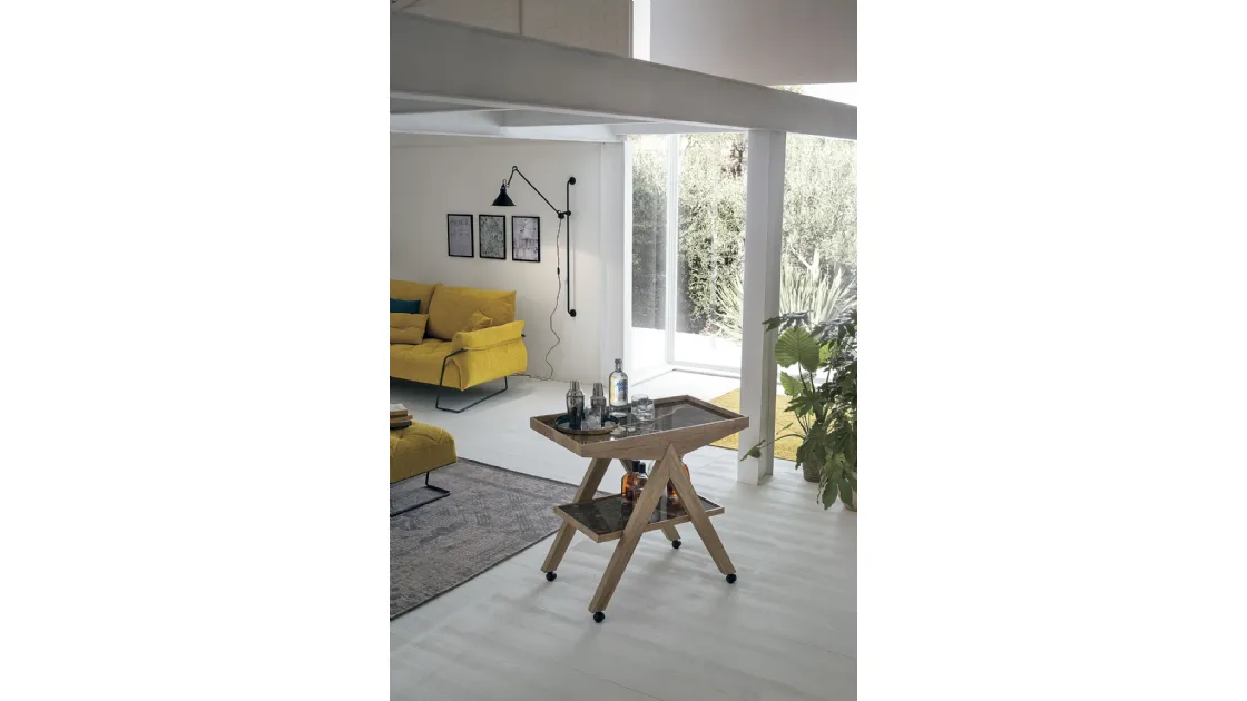 Tavolino carrello Arrow con piani in gres e struttura in laminato effetto legno di Target Point